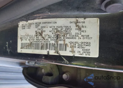 1998 Toyota 4Runner Sr5 V6 from USA, damaged, VIN JT3HN86R0W0180005